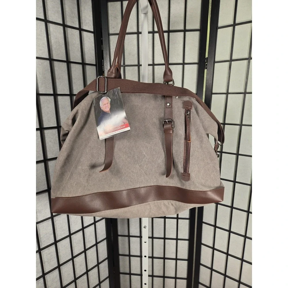Canvas and Leather Look Duffle Bag - Carry On Greg Norman, Refined Traveler NWT